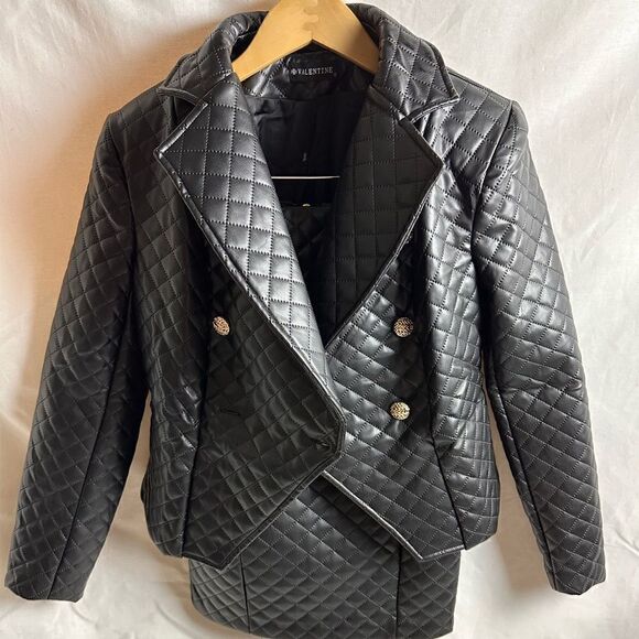 Diamond quilted blazer suit skirt set - Picture 14 of 16